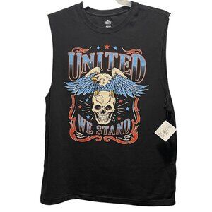 CELEBRATE PATRIOTIC Black Muscle Shirt Men's Large (42-44) Skulls Eagle NWT
